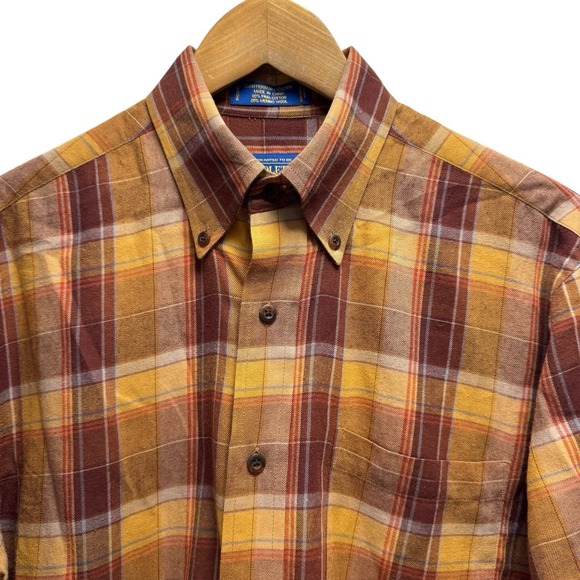 Pendleton Other - Pendleton Men's Sz Small Orange Plaid Canterbury Cloth Wool/Cotton Flannel Shirt